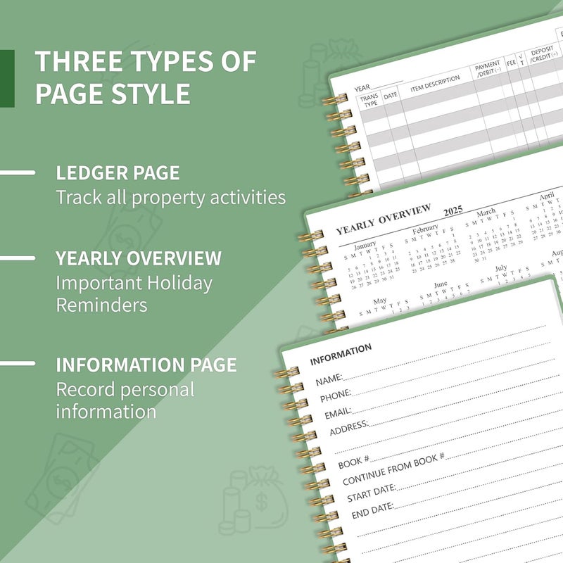 Blugool Accounting Ledger Book for Small Business Bookkeeping & Personal Use, Expense Tracker Notebook for Family Budget, Bookkeeping Record Book, Income and Expense Log Book - 8.4" x 6.1" (Green) - Image 4